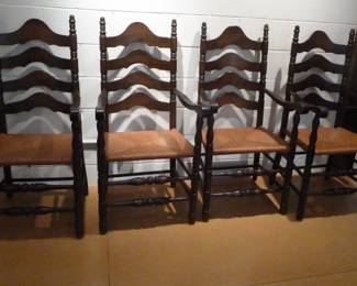 4 rush seat arm chairs