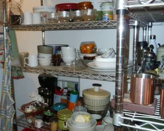 kitchen shelving and items