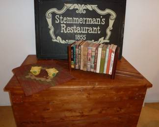 restaurant sign vintage double sided, large cedar hope chest