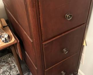 Antique real cherry wood file cabinet