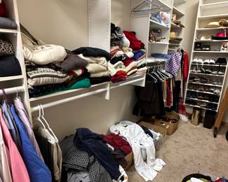 Women’s sweaters, t-shirts, tank tops, under garments, swimsuits, pj’s, pants, shorts, and capris