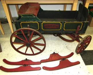 Original Wooden PEERLESS Goat Wagon And Sleigh