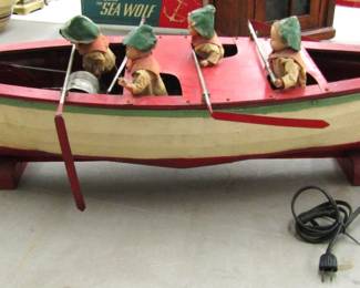 Folk Art Primitive Mechanical Rowing Boat