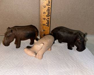 3 Carved Hippos $30.00