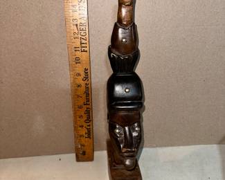 16 Inch Carved Wood Face with Bird $12.00