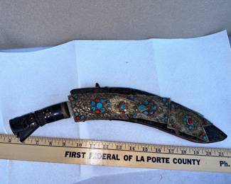 Napalese Kukri Knife (the embellishments are loose on the sleeve) $65.00 Must be 18 or Older to Purchase