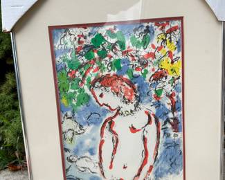 20 X 16 Inches Framed Marc Chagall Spring Day Lithograph with Certificate $500.00