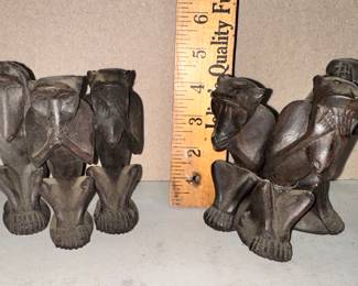 2 Sets of Monkeys Hear, See, Speak Wood Carved $15.00
