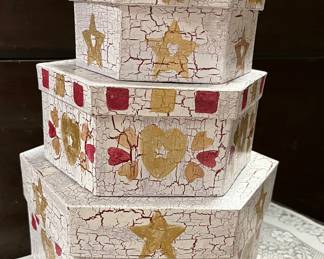 3 Decorative Boxes 10.5 inches tall $12.00