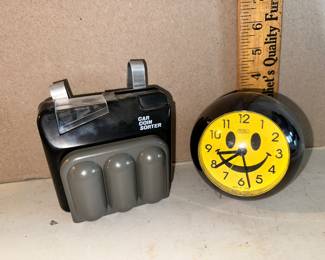 Car Coin Sorter and Tozaj Clock $8.00 both