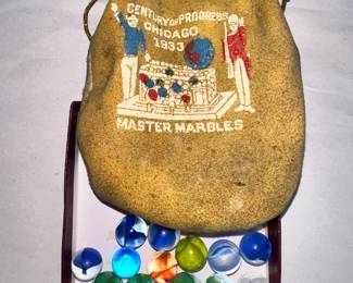 Century of Progress Worlds Fair 1933 Marble Bag and Marbles $100.00
