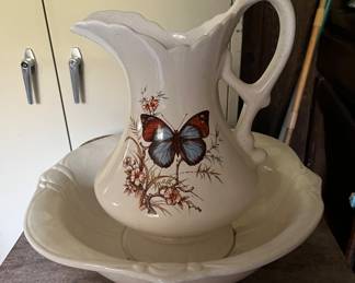 Wash Stand Pitcher and Bowl with Butterfly $24.00