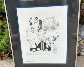 Al Hirschfeld Drawing and Johnny Carson Autograph $100.00