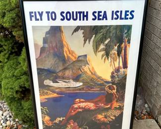 41X 28 inches Pan Am Poster Framed $50.00