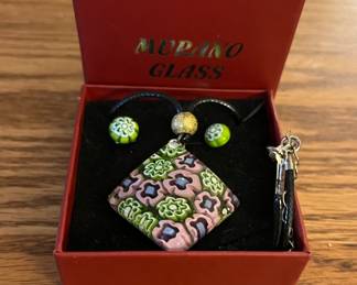 Murano Glass Necklace and Earrings $15.00