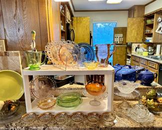 Green and Pink Depression Glass