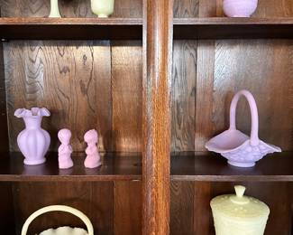 Fenton Custard Satin and Lavender Satin Glass