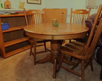 Oak dining table and chairs