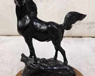Small bronze statue by artist William Moyers "The Mustang"