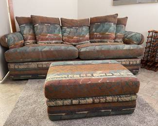 Hide-a-bed sofa & ottoman