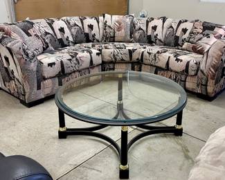 Well made sectional and glass top coffee table