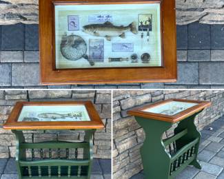 Fishing theme side table/magazine rack