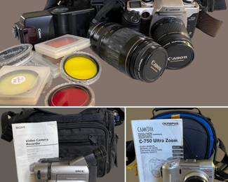Canon EOS Elan II, Sony Handycam, Olympus Camedia