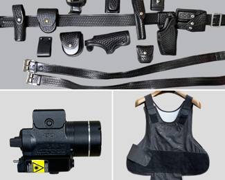 Leather police belts/holsters - TLR-4 Rail Mounted Tactical Light, Second Chance protective vest