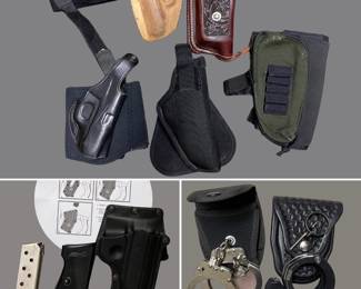 Misc holsters, Walther PPK mag, grips & holster, Hiatts & ASP cuffs
