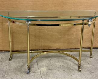 Glass and brass sofa/entry table