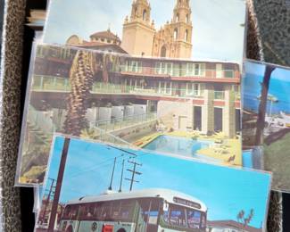 Vintage Post Cards Including Various States, Places, Signed Ads, Some Have Been Post Marked, Contents Of 5 Lidded Containers