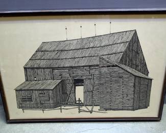 Lawson Framed Under Glass "Olde Barn" Print, Numbered 29/500, 25.5" x 37.25" x 2"