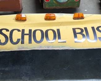 Vintage Metal School Bus Front Roof Fairing With Lights, 19" x 94"