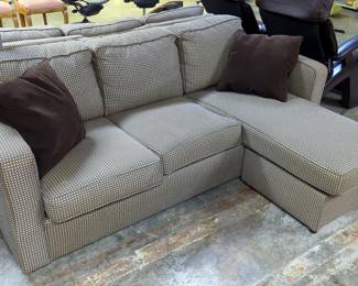 L Shaped Adjustable Upholstered Three Seat Couch, 30" x 79" x 62"