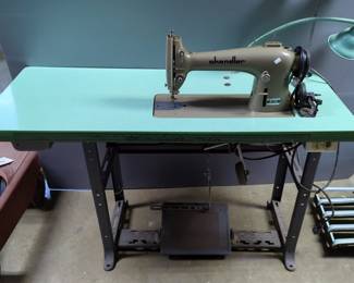 Vintage Brother Industries LTD Chandler Sewing Machine, Model DB1-B760, With Smooth Flo Foot Pedal Sewing Table With Lamp, 30" x 48" x 20"