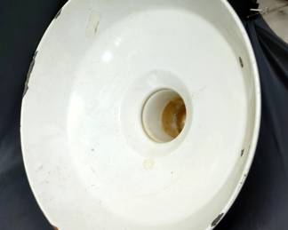 Vintage Industrial Porcelain Enamel Ceiling Light Fixture, 13" x 18"