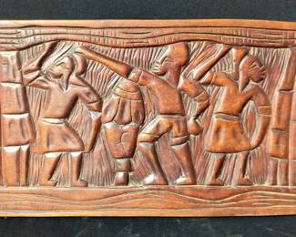 Craved Wood Tribal Wall Art, 9" x 19.5"