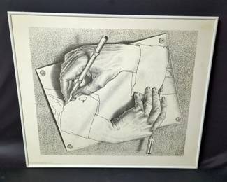 Vintage Framed M.C. Escher Print, 26" x 22"