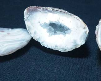 Natural Agate Geodes, Qty 3, 3", 3", And 4"