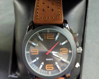 Big Dial Mens Watch With Leather Band