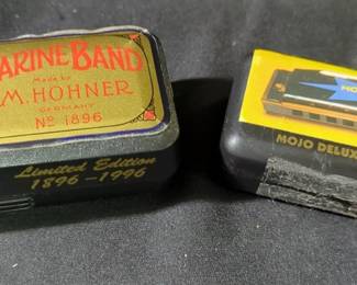 M Hohner Marine Band Harmonica In Key Of C And Mojo Deluxe Blues & Rock Harmonica, Both Include Storage Cases