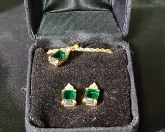 Gold Toned And Colored Stone Necklace And Earring Sets, Qty 3