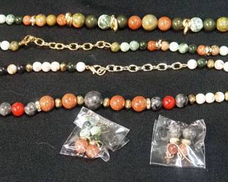 Round Beaded Necklace Earring Sets, Qty 5