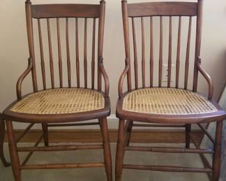 Pair of antique chairs/caned seats