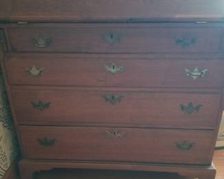 19th century walnut drop front desk on frame