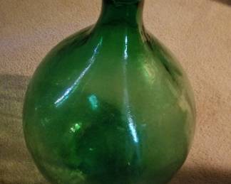 Green glass demijohn or carboy