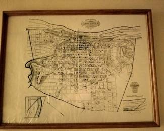 Vintage framed map of Lynchburg