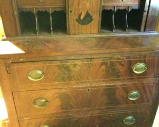 19th century Hepplewhite style Desk/inlaid portrait of George Washington - possible Centennial piece