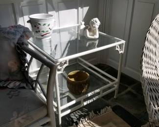 Vintage wr. Iron faux bamboo end table