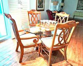 GLASS TOP TABLE WITH 4 CHAIRS